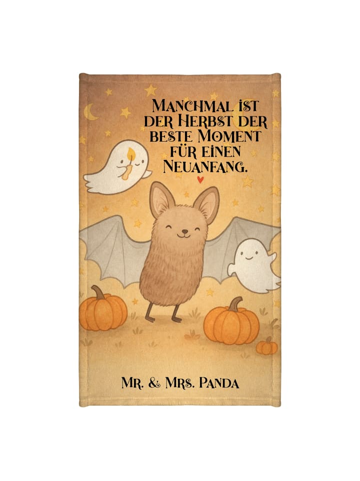 Handtuch Fledermaus Gespenster Design mit Spruch in Weiß
