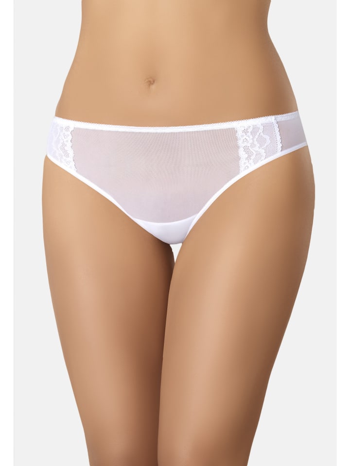 Mesh Slip mit floraler Spitze Sara in weiß