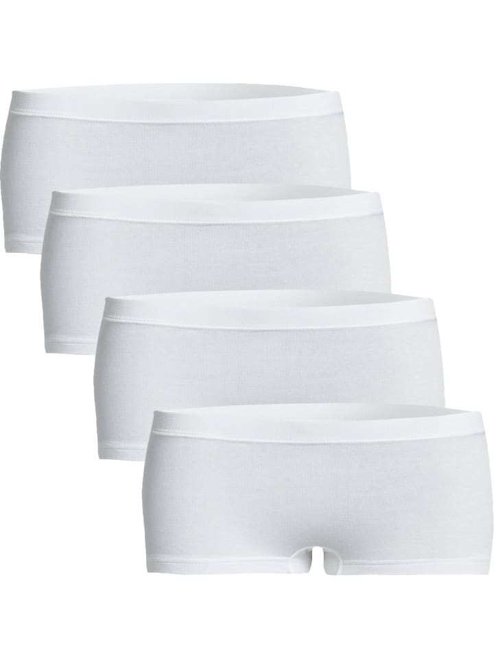 Baumwolle, Feinripp Pants 4er-Pack in weiß