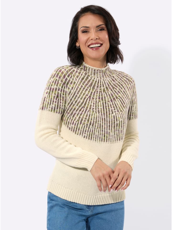Norwegerpullover in champagner-feige-gemustert