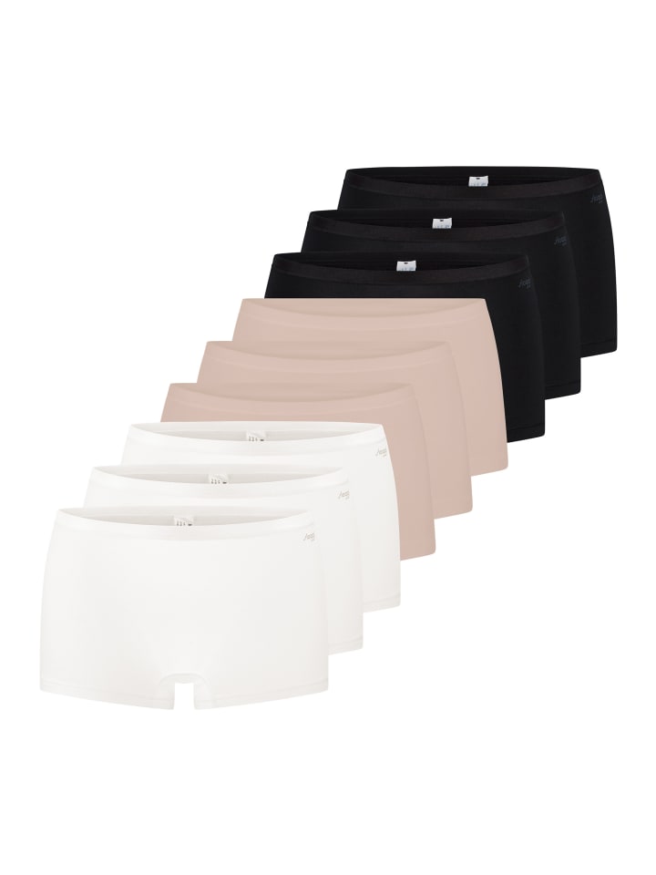 Short Slip GO Daily Cotton in Schwarz / beige / weiß