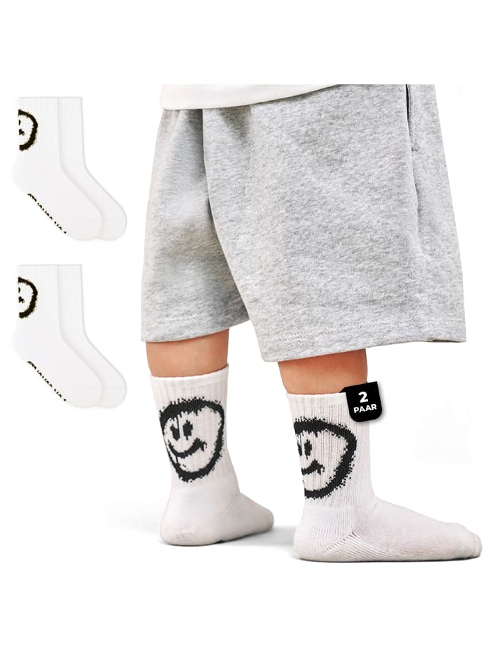 Tennissocken Smiley Kids Sportsocken in Weiß