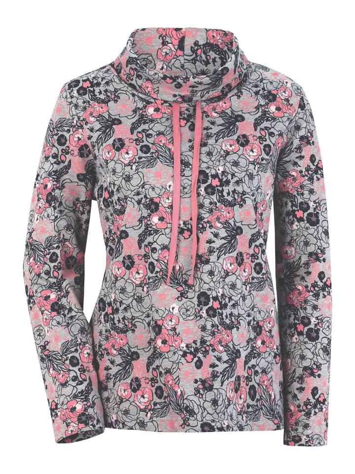 Sweatshirt in rosé-grau-gemustert