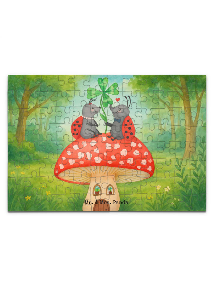 Puzzle Marienkäfer Fliegenpilz Design ohne Spruch in Weiß