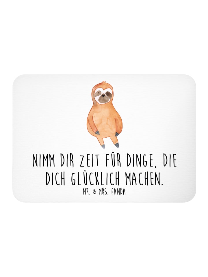 Kühlschrankmagnet Faultier Zufrieden mit Spruch in Weiß