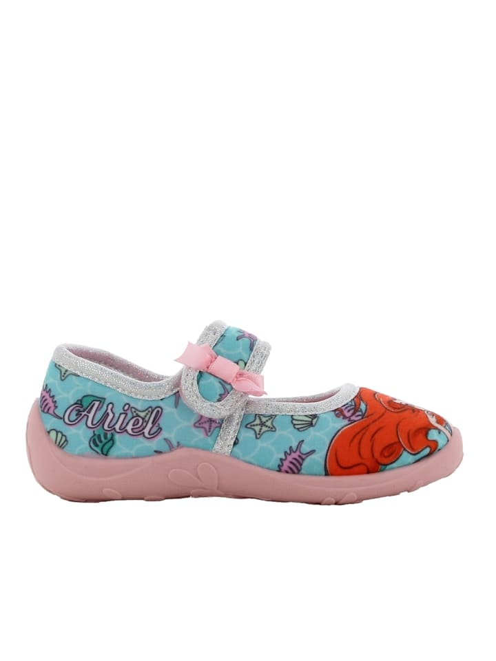 Hausschuhe mit The Little Mermaid Motiv, in Blau, Ballerina design