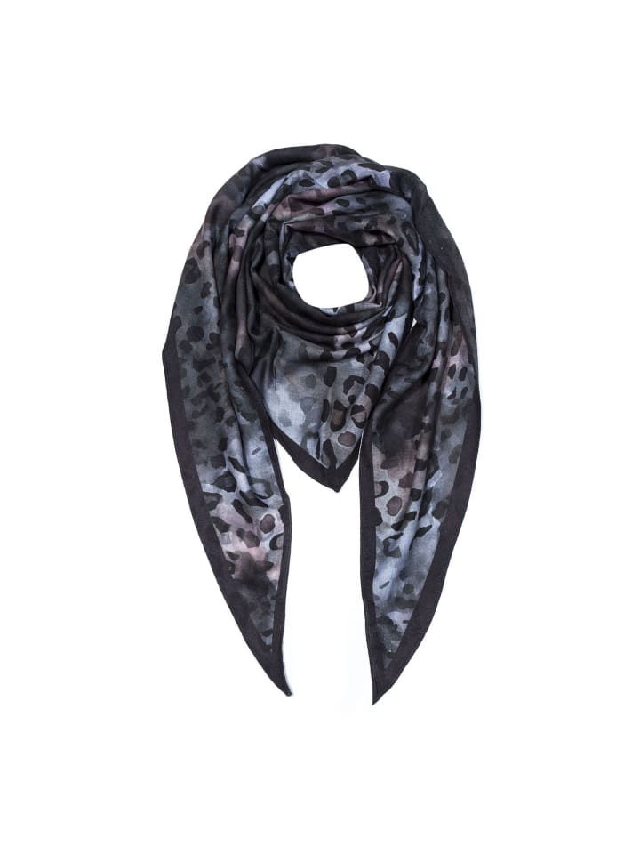 Dreieckstuch Animalprint Aquarelloptik Kante in Schwarz