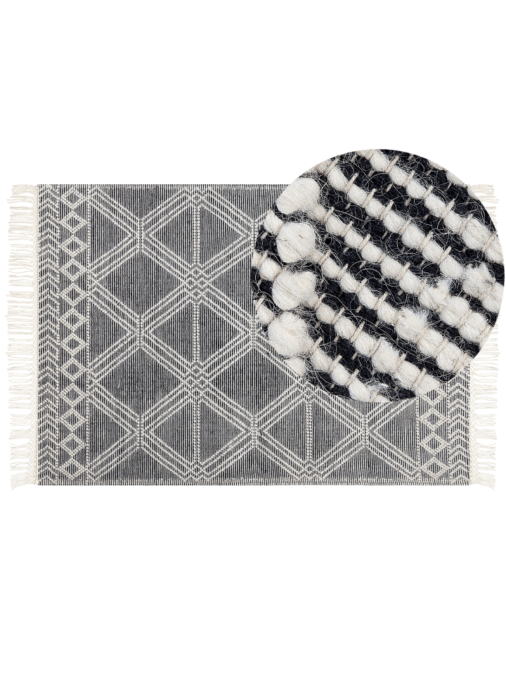 Kurzflor TOPRAKKALE in Grau/Weiß - (W) 160 x (L) 230 cm
