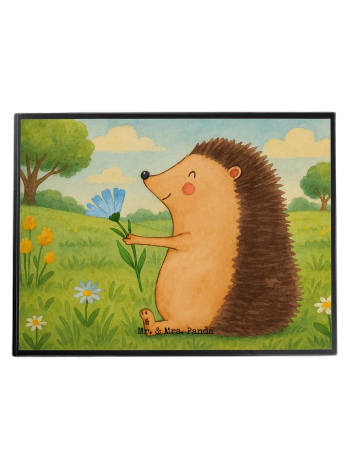 Schreibtischunterlage Igel Blumen Design ohne S... in Weiß
