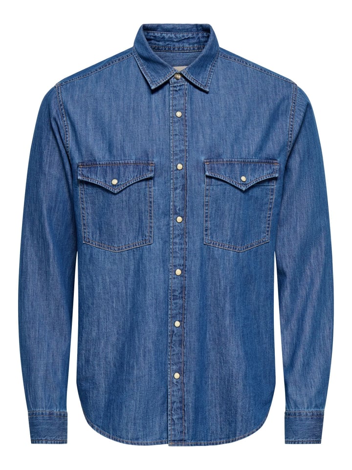 Hemd in Medium Blue Denim 1