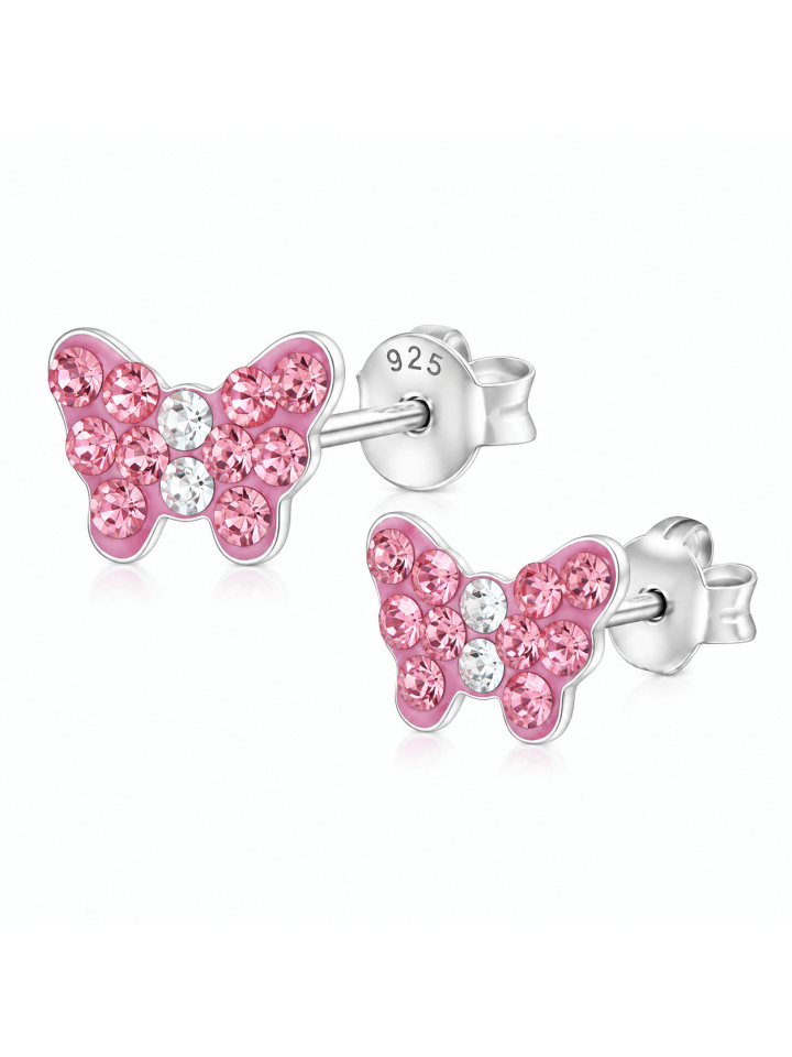 Ohrringe 925 Silber Schmetterling in Pink