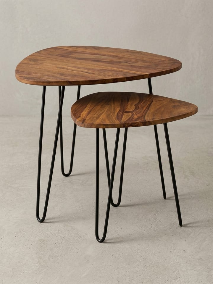 Design Satztisch WL5.659 Metall Beistelltisch 2er Set Klein,