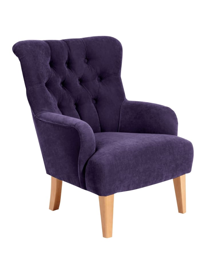 SESSEL Kaiya Bezug Veloursstoff Buche natur / violett