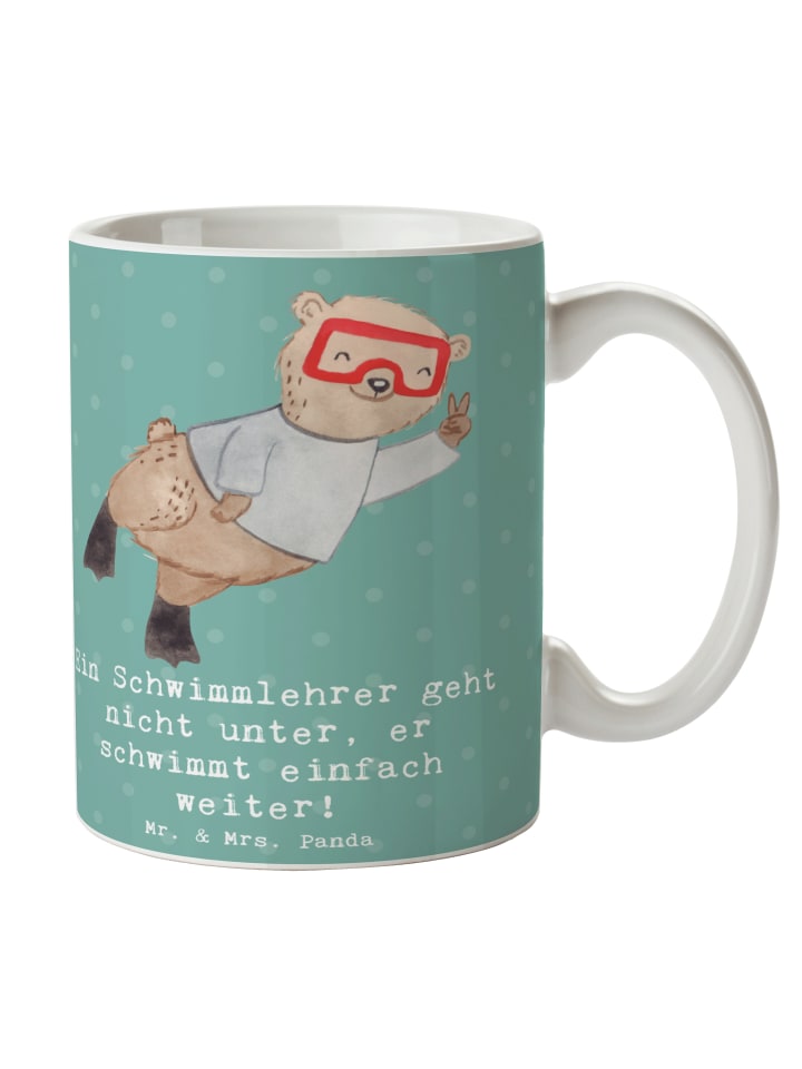 Kaffeetasse Schwimmlehrer Motivation mit Spruch in Meeresbrise