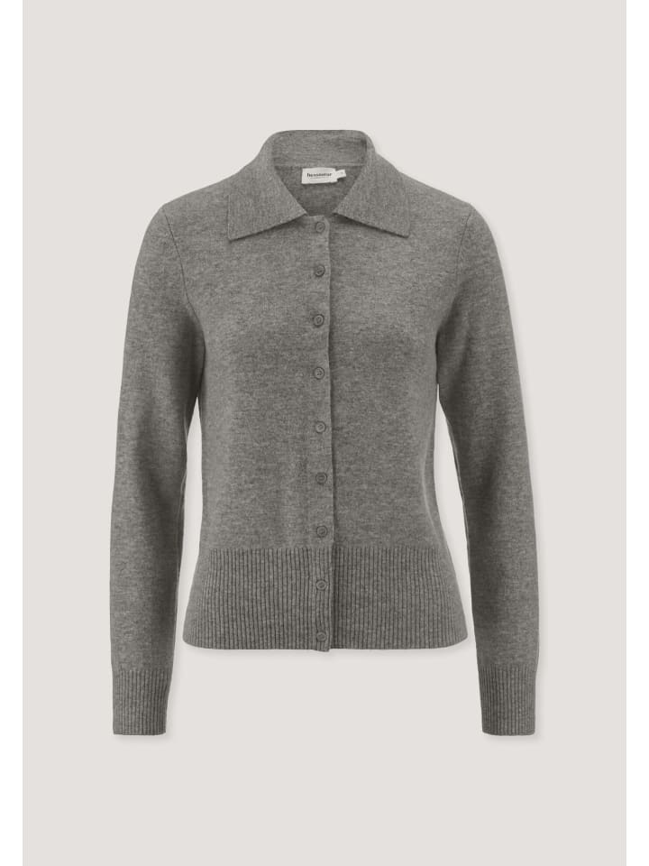 Hessnatur Strickjacke Regular aus Schurwolle mit Cashmere in grau