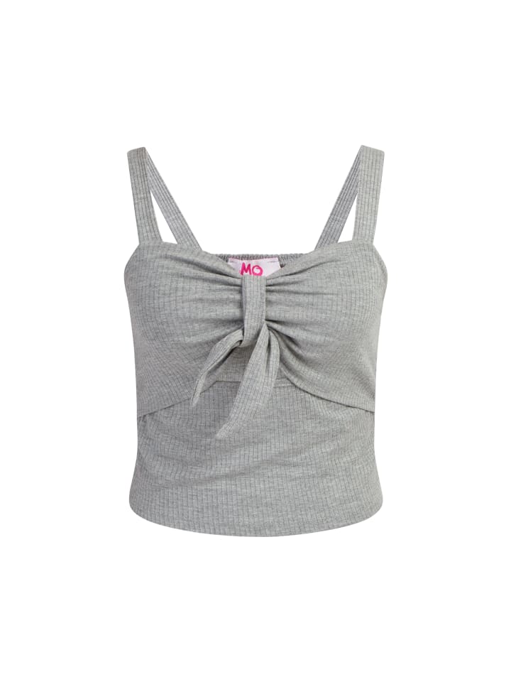 Damen Rippstrick Träger Top in Grau Melange