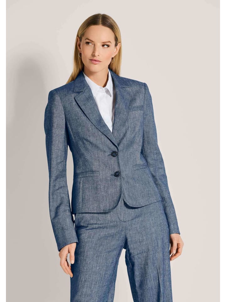 Eleganter Einreiher mit Reverskragen in nachtblau / melange