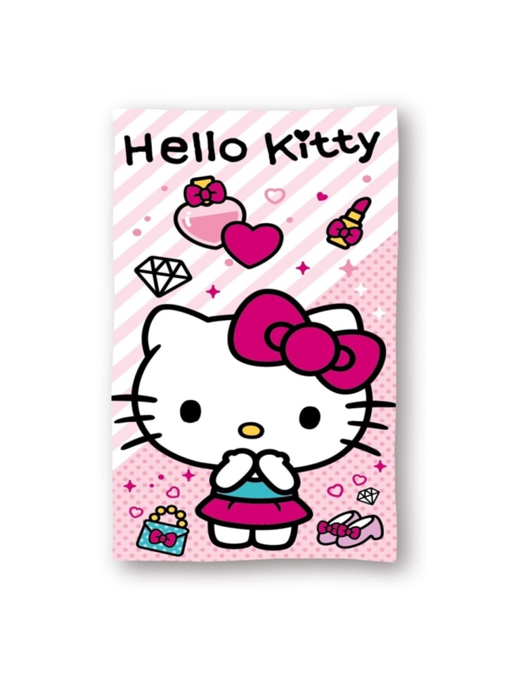 Hello Kitty Badehandtuch Strandtuch 70x140 cm aus Baumwolle in Pink
