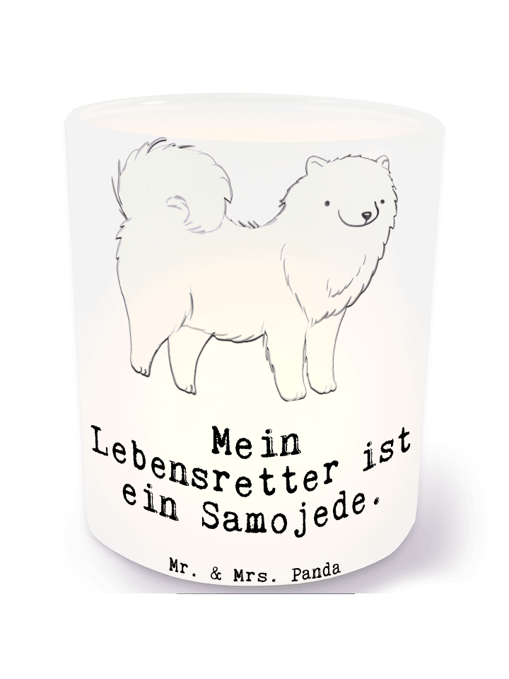 Windlicht Samojede Lebensretter mit Spruch in Transparent