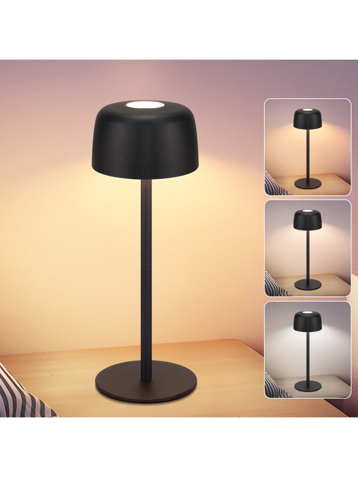 Tischleuchte LED in schwarz Tragbar Kabelloses Nachtlampe Touch Dimmbar