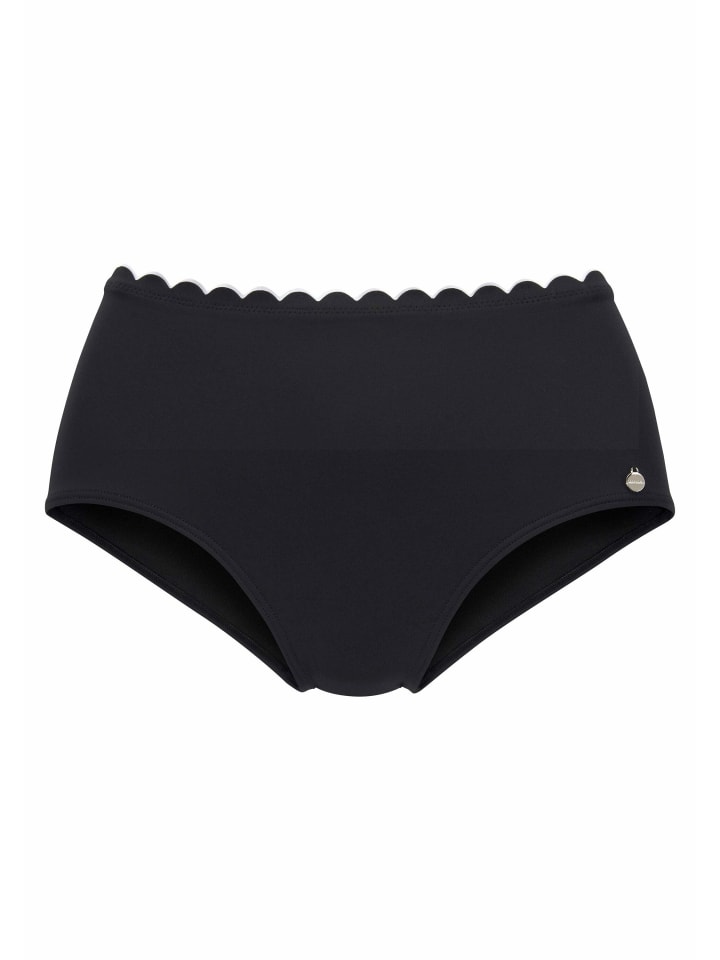 Highwaist-Bikini-Hose in schwarz-weiß