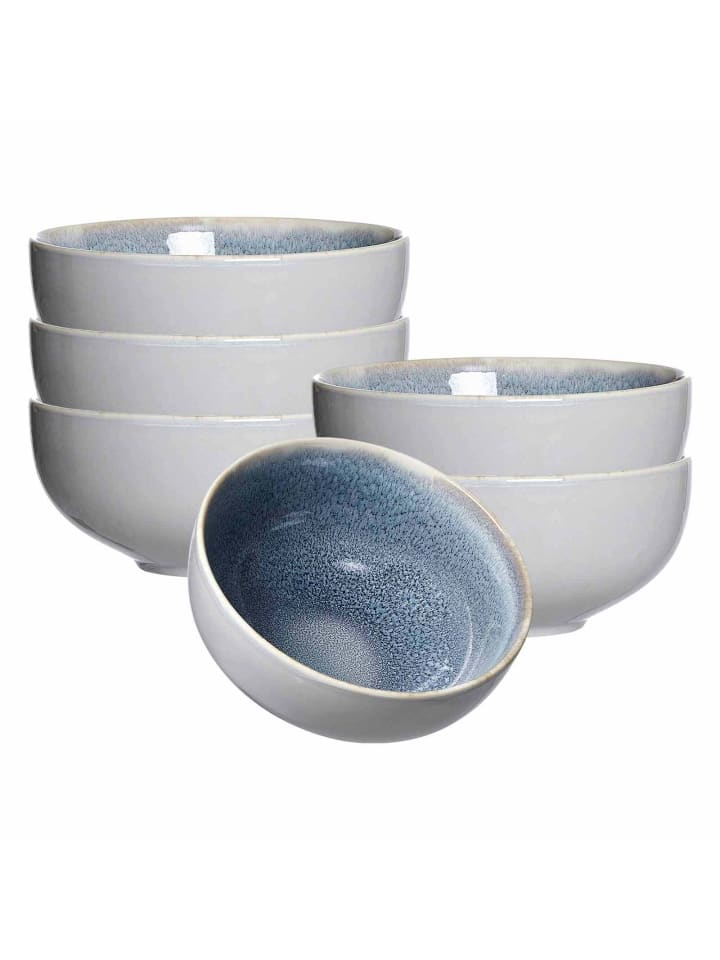 6er Set Müslischalen Skagen Stone in ø 15 cm in grau