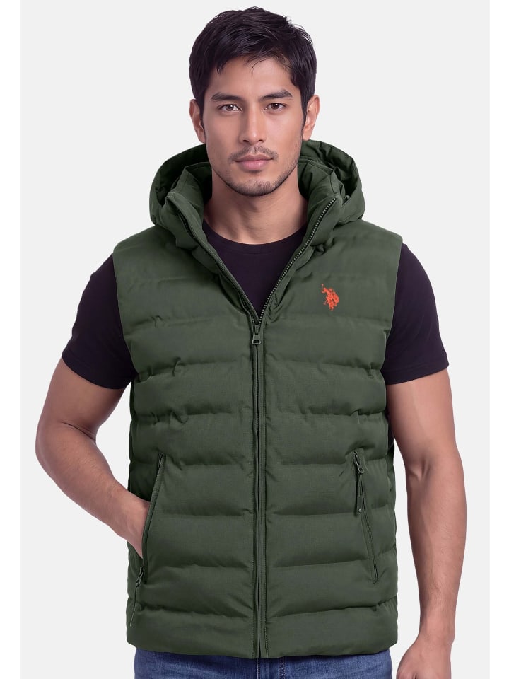 U.S. POLO ASSN. Herren Weste mit Kapuze P-069 in Military