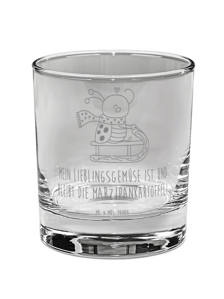 Glas Smörle Rodeln mit Spruch in Transparent
