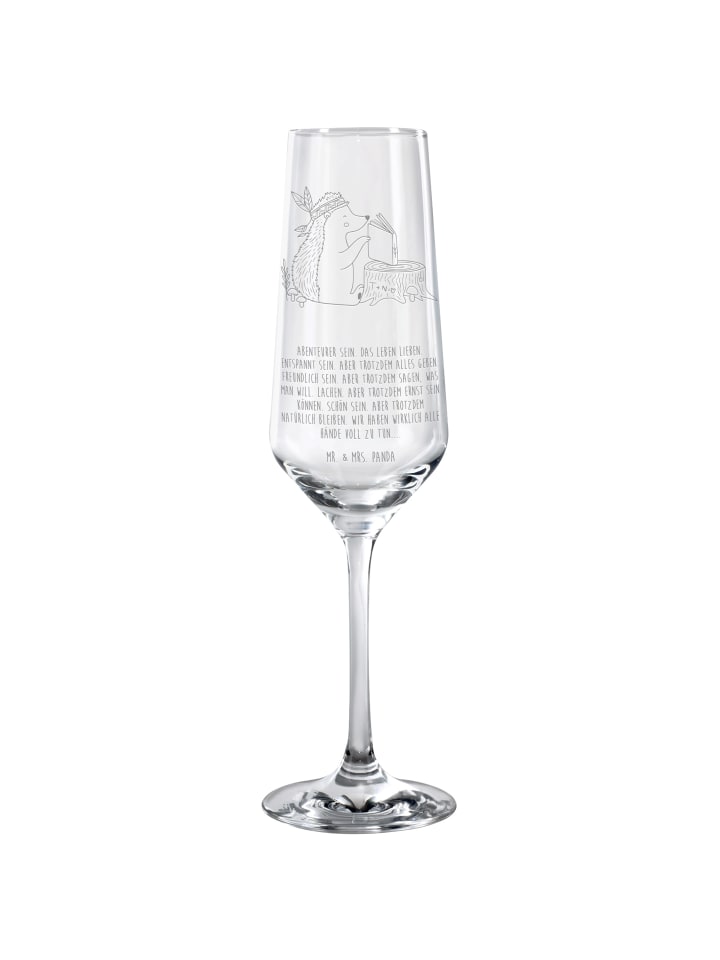 Trinkglas Igel Federschmuck mit Spruch in Transparent