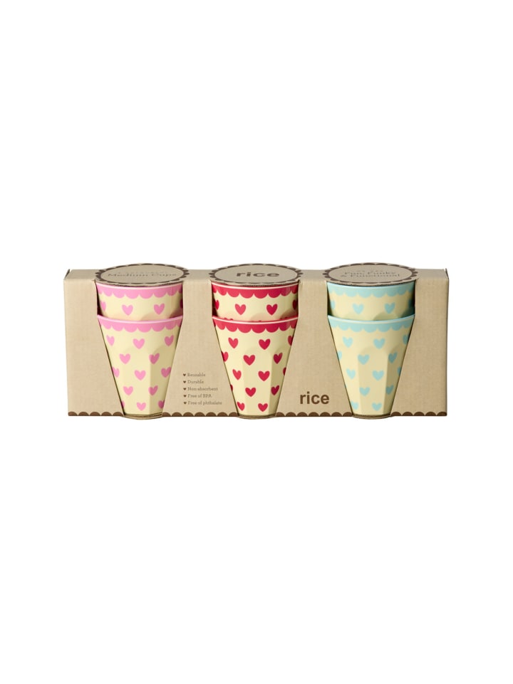 Melamin Becher Favorite Hearts - Medium - 6er-Pack in diverse