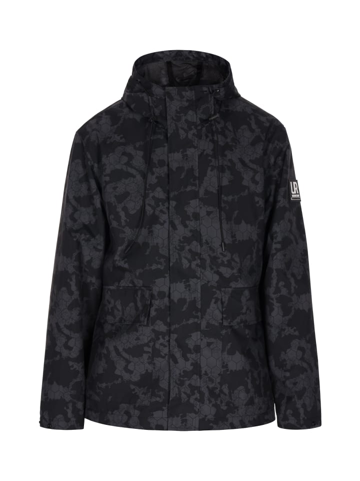Herren Anorak in Dunkelgrau Schwarz Camouflage