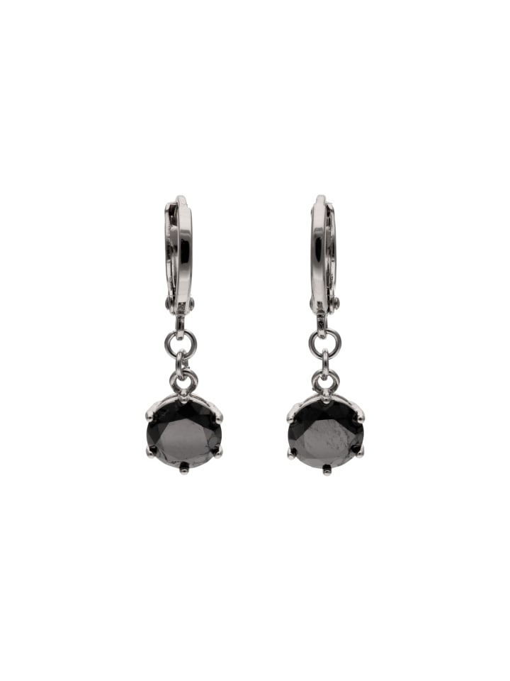 Women Pair Of Earrings in Silver Black