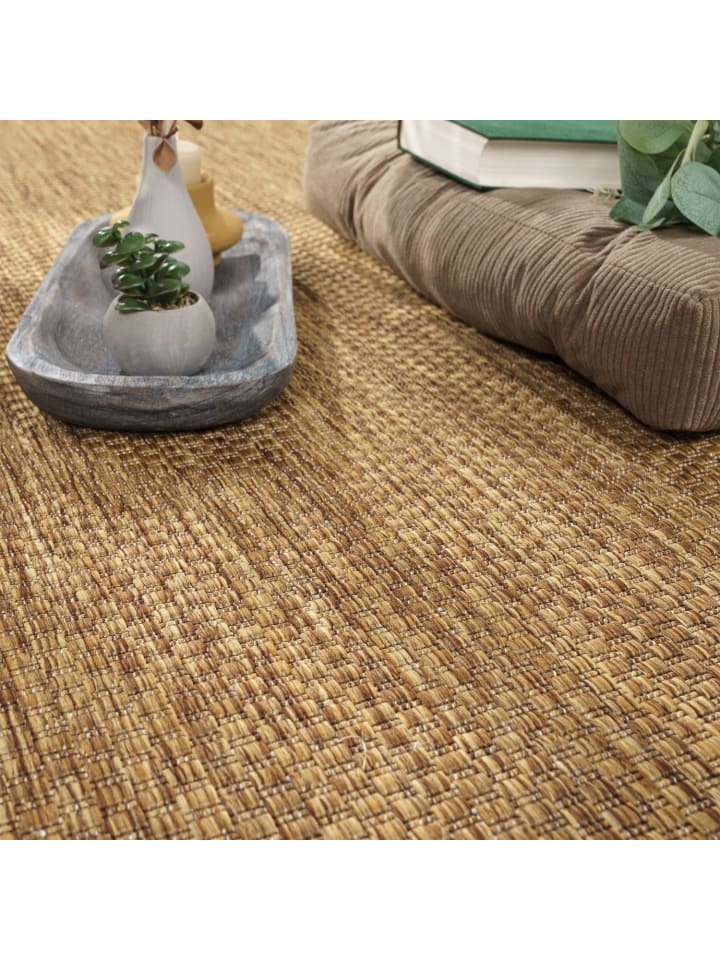 Teppich Kurzflor Unifarben Wohnzimmer in Braun-Beige