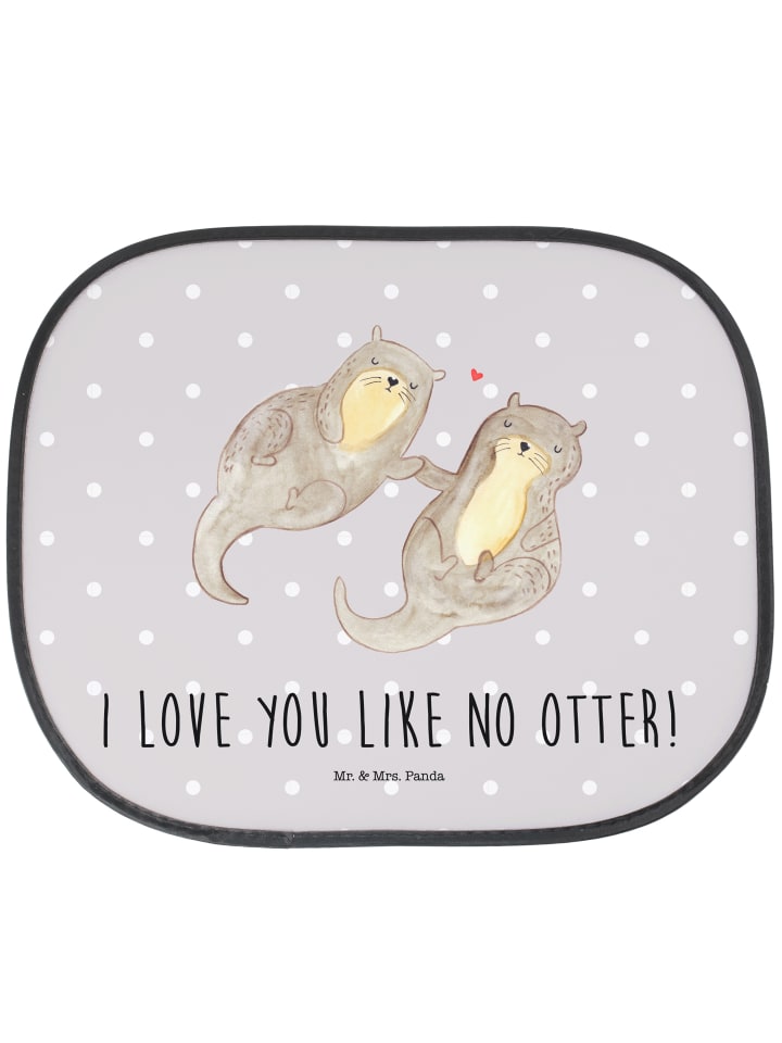 Autosonnenschutz Otter Hände halten mit Spruch in Grau Pastell