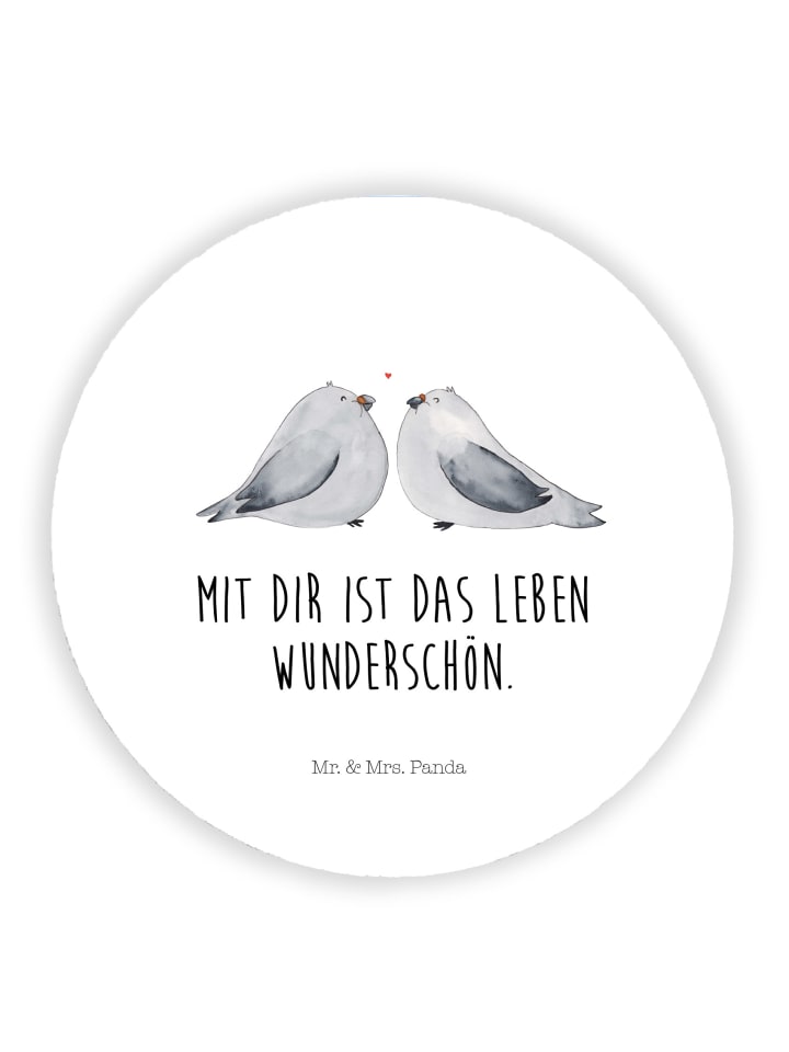 Kühlschrankmagnet Turteltauben Liebe mit Spruch in Weiß
