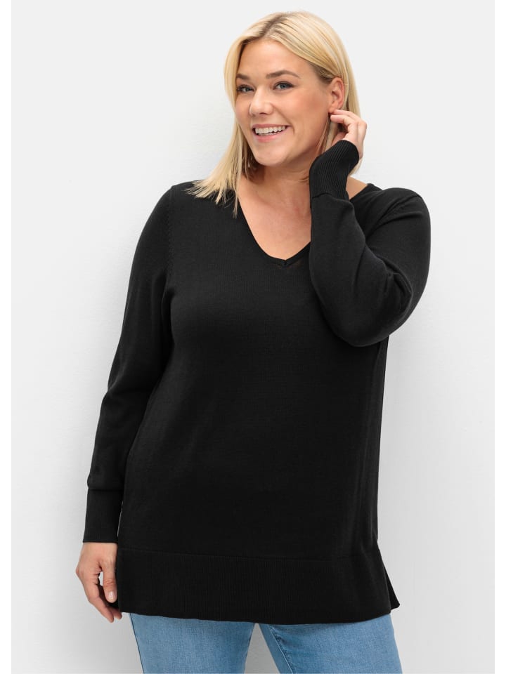 V-Ausschnitt-Pullover in schwarz