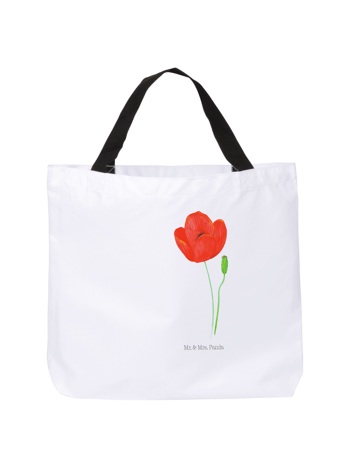 Strandtasche Blume Mohnblume ohne Spruch in Weiß