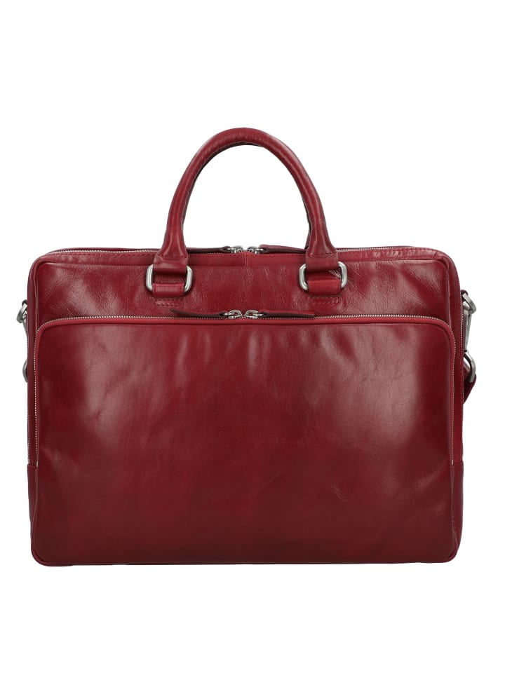 Cambridge Aktentasche Leder 40 cm Laptopfach rot