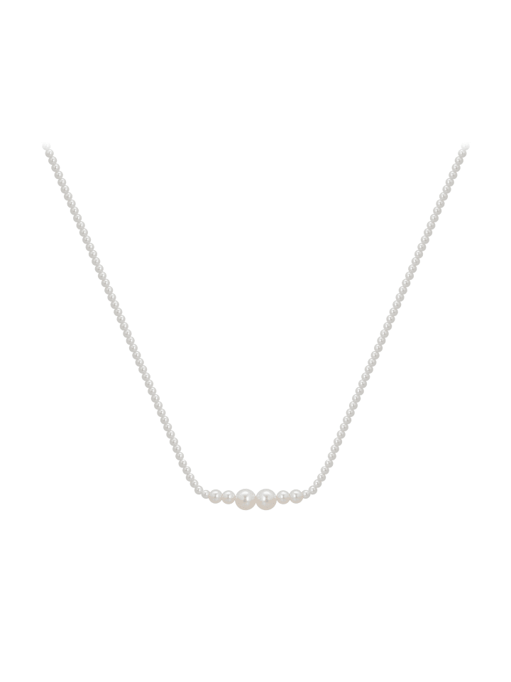 Women Beaded Necklace in Rose Gold White