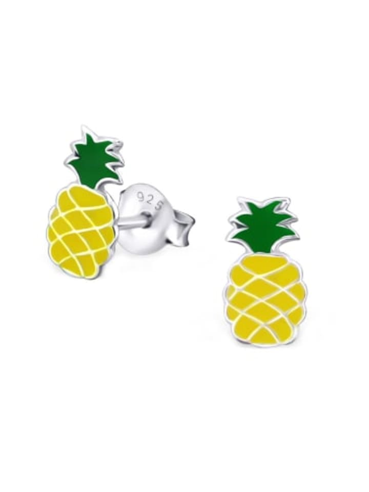 Ohrringe 925 Silber Ananas in Gelb