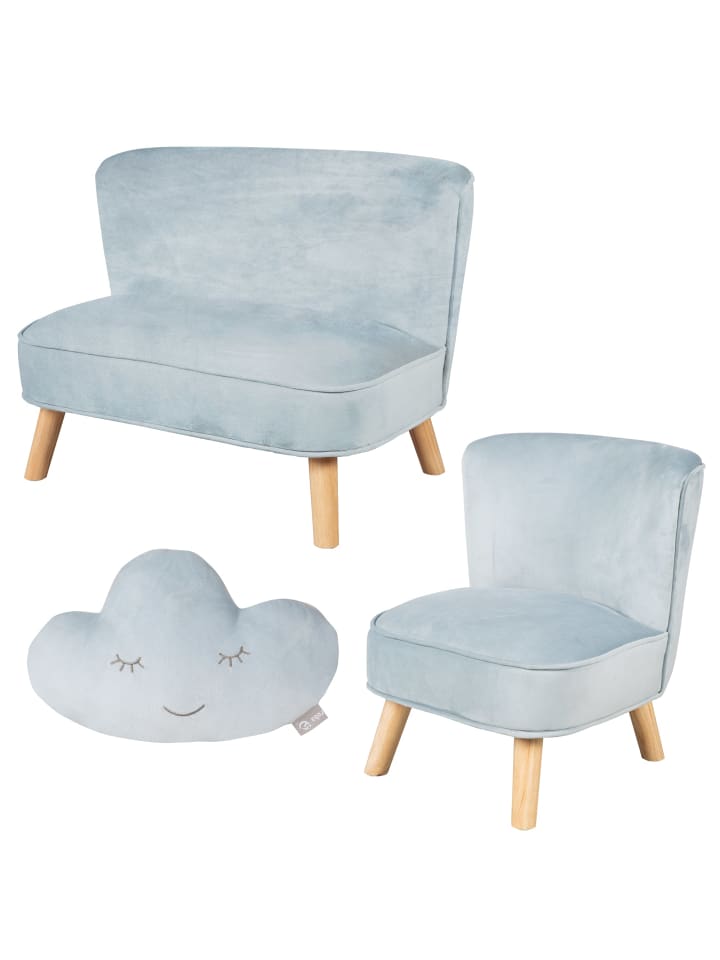 Lil Sofa' Set mit Sofa, Sessel & Kissen Wolke Hellblau/Sky