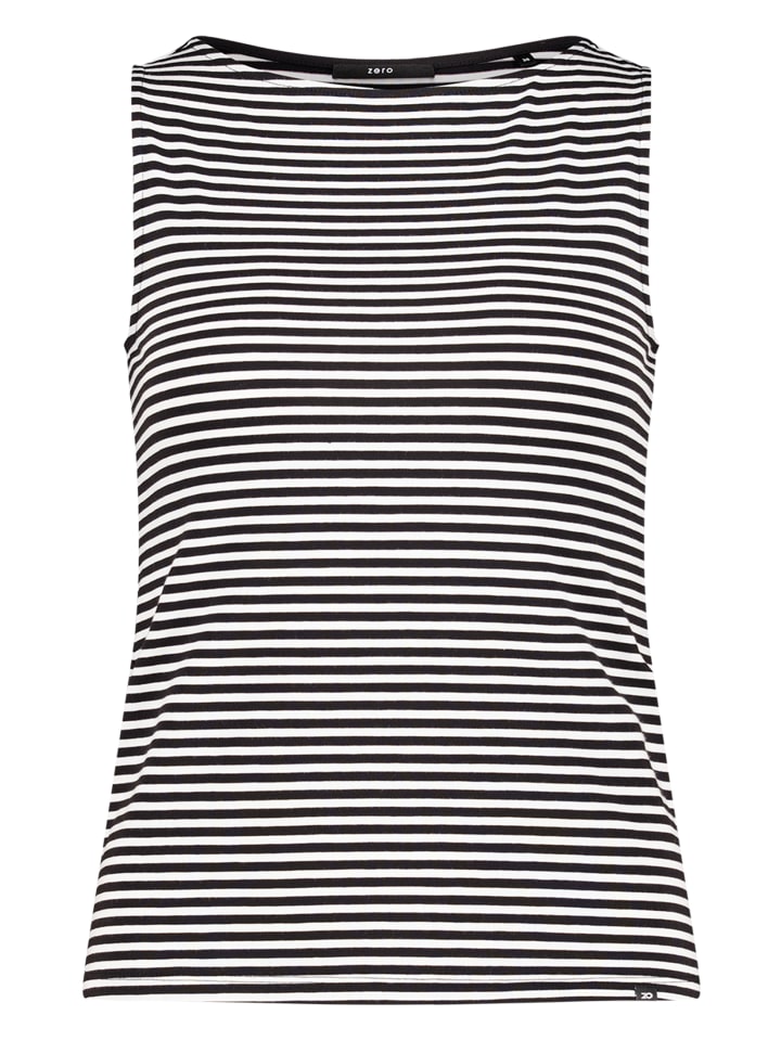 Basic Shirt mit U-Boot-Ausschnitt in Black/White