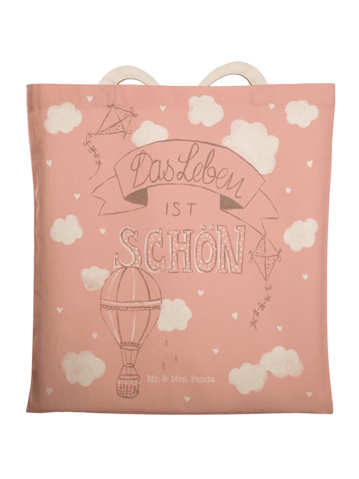 Tote Bag Heißluftballon Leben mit Spruch in Bunt