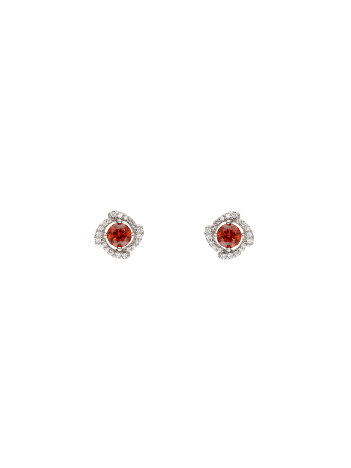 Women Stud Earrings in Silver Red
