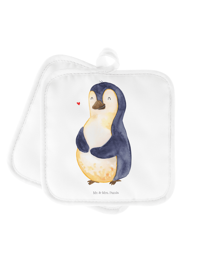 2er Set Topflappen Pinguin Diät ohne Spruch in Weiß
