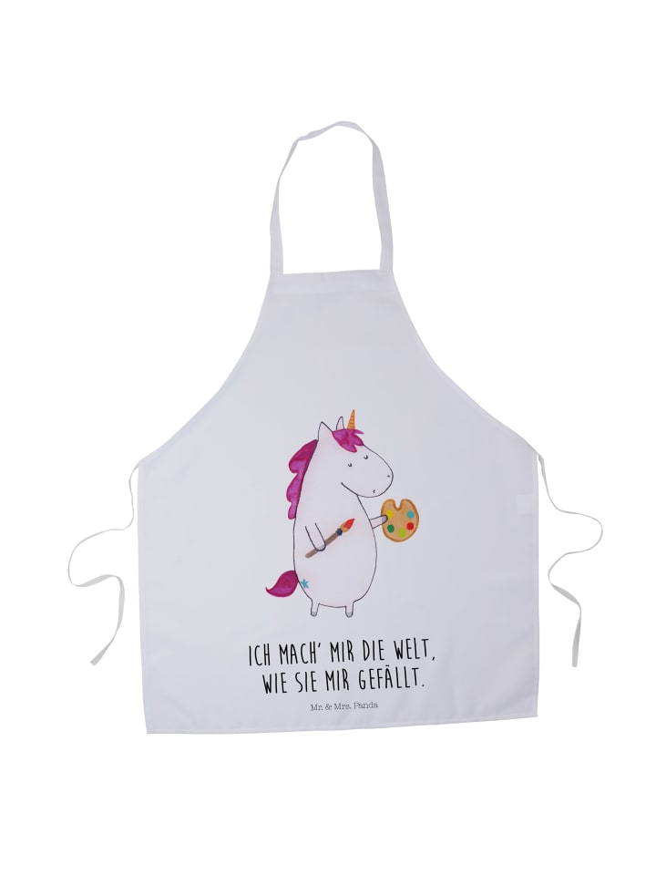 Schürze Einhorn Künstler mit Spruch in Weiß