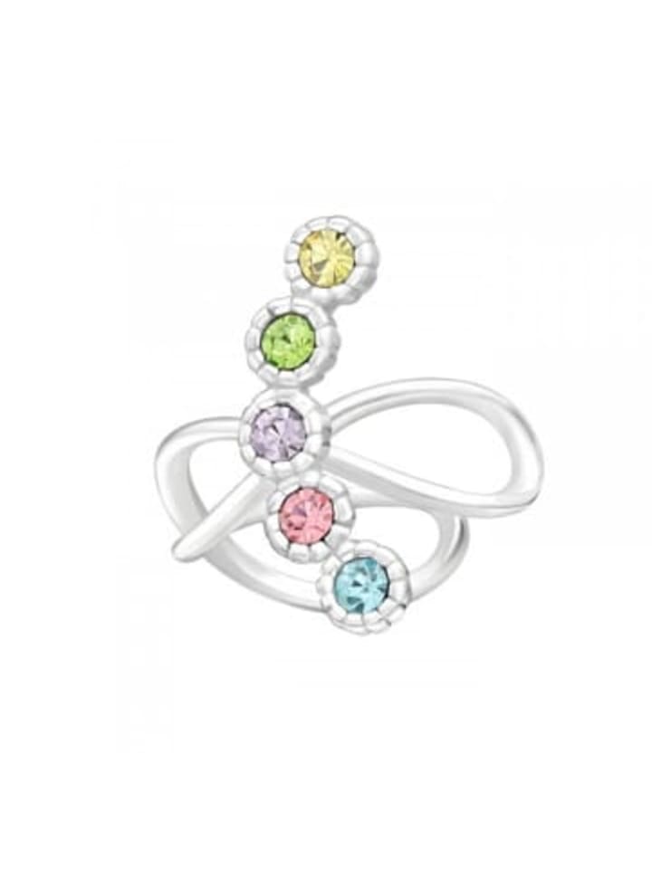 EAR CUFF KRISTALL regenbogenfarben in 925 Sterling Silber in silber
