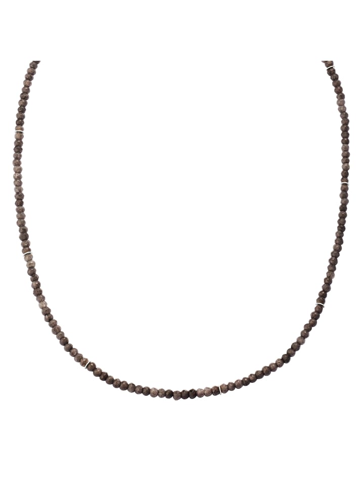 Kette aus Sterling Silber mit Chalcedon in grau