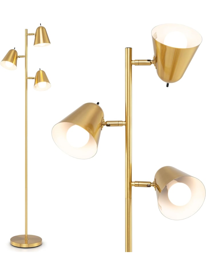163cm Stehlampe 3 flammig in Gold