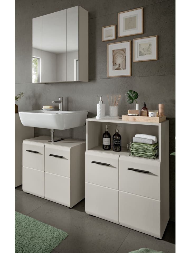 Badmöbel-Set Kaschmir 135 cm 3-teilig, Badezimmer Schränke in modernem Design